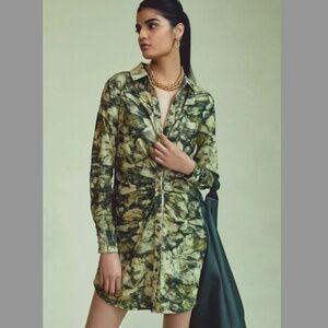 Pilcro Ruched Corduroy Shirt Dress